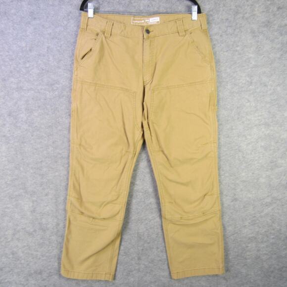 Carhartt Pants Mens 36x30 Tan Relaxed Fit Canvas Utility Carpenter Double Knee - Picture 1 of 9